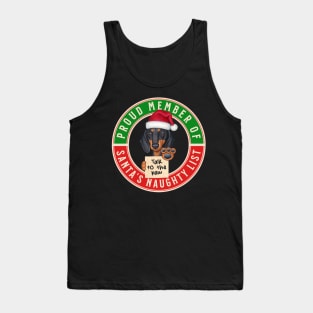 Cute Doxie Dog on Santa's naughty list on Proud Member of Santa's Naughty List Tank Top